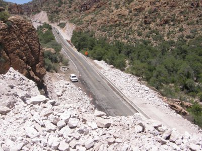 A view of the roadway below.