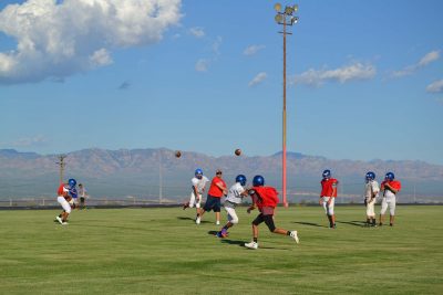 Miners practicing for upcoming season opener against San Tan Foothills. Photo by Pacey Smith-Garcia