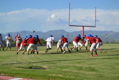 Miners practicing for upcoming season opener against San Tan Foothills. Photo by Brianna Madrid