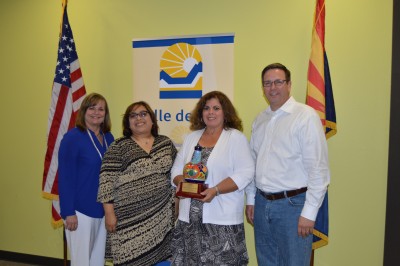 Debbie Foster of Central Arizona College, Angela Florez of Valle del Sol, Frances Wickham who is a graduate of HLI, and Dave Richins of Resolution Copper. Copper Area News photo.