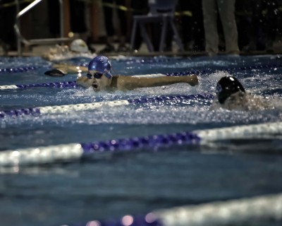Evan making the catch on his 200 Fly