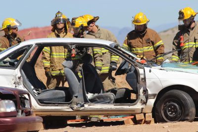 The morning was dedicated to teaching first responders the different ways to extricate a victim from a vehicle crash.