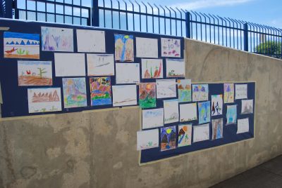 Artwork by Mt. Vista students was on display during the presentation.