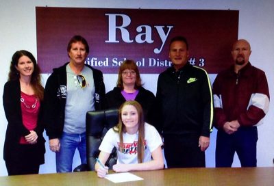 Ray's Stormee Galka (front center) signed her NLI with Maryville University.