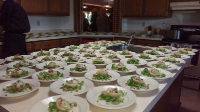 Salads lined up for the first course for the "Tucson Tasters Guild" June 2016