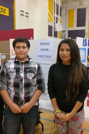 Pictured are Hayden students Katie Thompson and Diego Garcia, who along with fellow classmate Raymond Ahumada, placed second in the Environmental Sciences Junior Division with the project “Phonebook Friction”. 