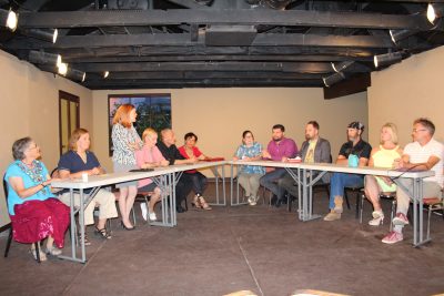 The cast of 12 Incompetent Jurors practices in the final dress rehearsal.
