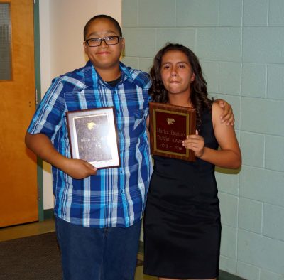 Superior Jr. High Diablo Award winners Julian Navarro (Lt) and Marlee Estatico (Rt).