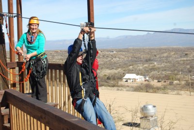 Pinal County Supervisor Pete Rios was one of the first to ride the zipline.
