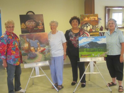  Just a sneak peak of what to expect during the 12th annual ArtUs Exhibit that will open Sunday, Apr. 17, at The Little Gallery in Kearny. Reception from 2 to 4 p.m. All are invited. Pictured are Gladys Martinez, Ellen Endsley, Frankie Olmos and Peg Middleton.